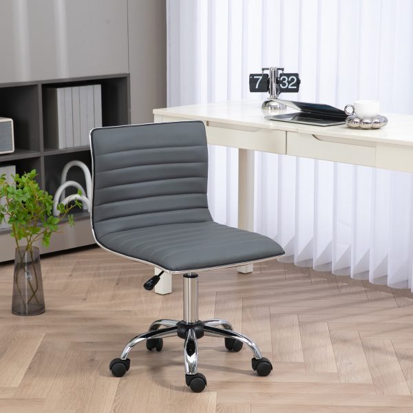 HOMCOM Armless Mid-Back Adjustable Office Chair with 360 Swivel Dark Grey - Image 2