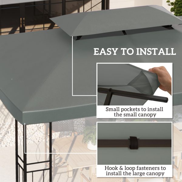 3x4m Gazebo Replacement Roof Canopy 2 Tier Top UV Cover Patio Deep Grey - Image 4