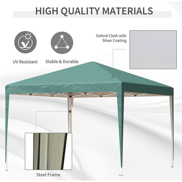 3x3 m Heavy Duty Pop Up Gazebo, 210 D Oxford Cloth-Green - Image 3