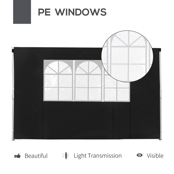 3m Gazebo Exchangeable Side Panels Wall-Black - Image 4