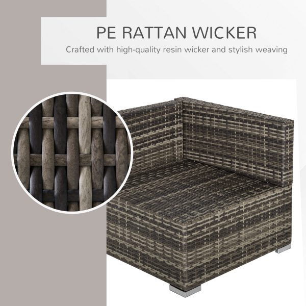 Rattan Corner Sofa Garden Rattan Furniture Single Sofa Chair Dark Grey - Image 4
