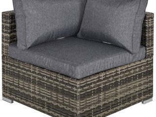 Rattan Corner Sofa Garden Rattan Furniture Single Sofa Chair Dark Grey