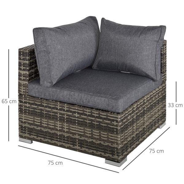 Rattan Corner Sofa Garden Rattan Furniture Single Sofa Chair Dark Grey - Image 5