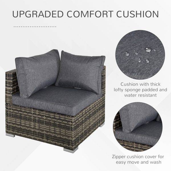 Rattan Corner Sofa Garden Rattan Furniture Single Sofa Chair Dark Grey - Image 6