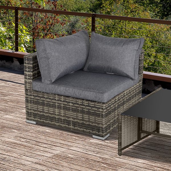 Rattan Corner Sofa Garden Rattan Furniture Single Sofa Chair Dark Grey - Image 2