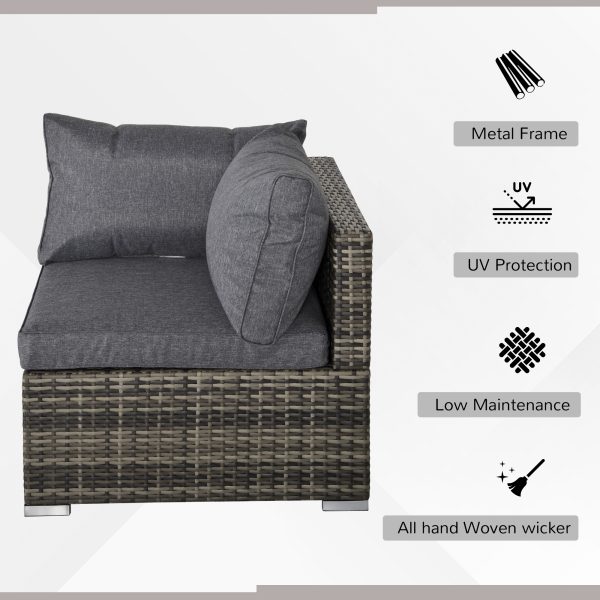 Rattan Corner Sofa Garden Rattan Furniture Single Sofa Chair Dark Grey - Image 3
