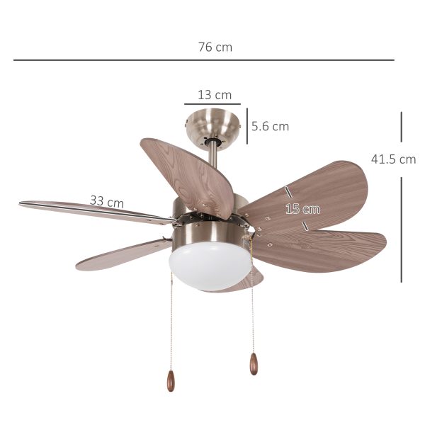 HOMCOM Mounting Reversible Ceiling Fan with Light, Pull-chain Switch, Brown - Image 3