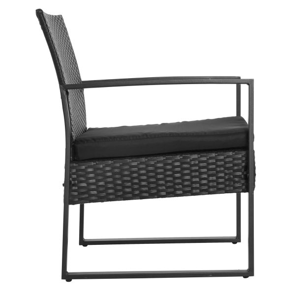 3 Pc Patio Rattan Coffee Set-Black - Image 8
