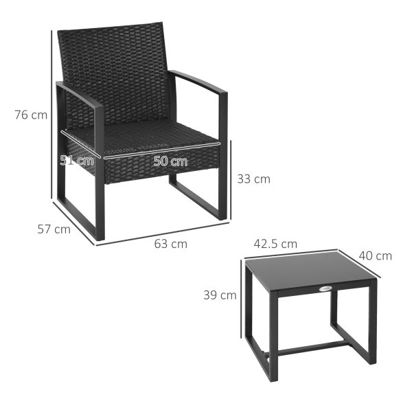 3 Pc Patio Rattan Coffee Set-Black - Image 5