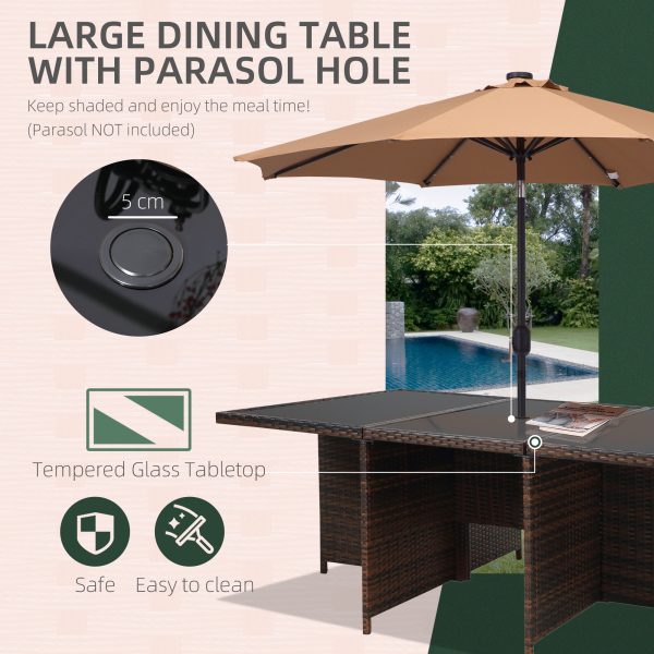 11pc Rattan Garden Dining Set 10 Cube Sofa 6 Chairs 4 Footrests & 1 Table-Brown - Image 4