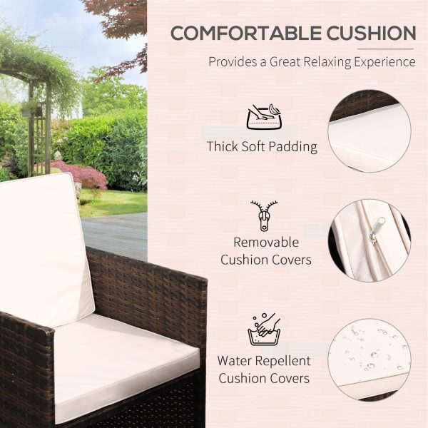 11pc Rattan Garden Dining Set 10 Cube Sofa 6 Chairs 4 Footrests & 1 Table-Brown - Image 7