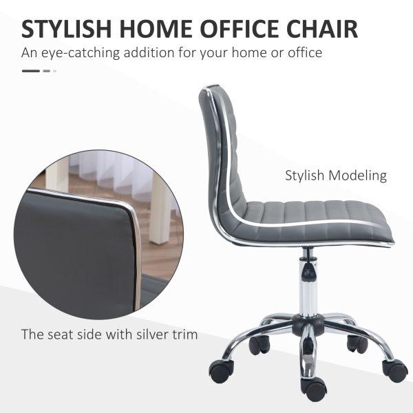HOMCOM Armless Mid-Back Adjustable Office Chair with 360 Swivel Dark Grey - Image 5
