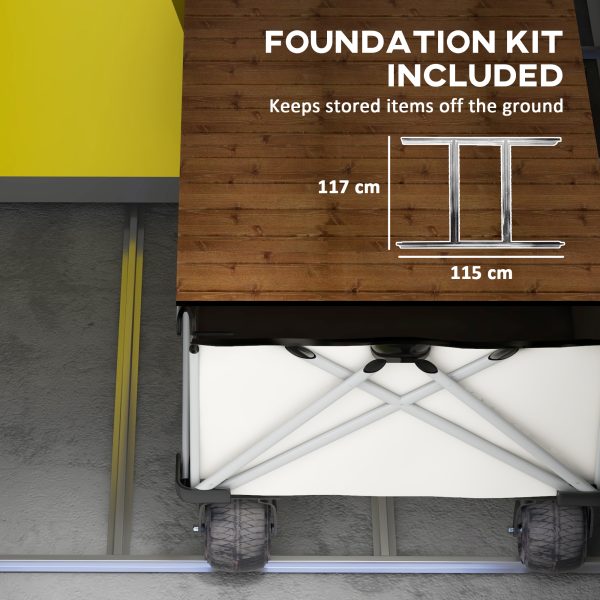 Outsunny 4 x 6ft Garden Shed Storage with Foundation Kit and Vents, Grey - Image 6