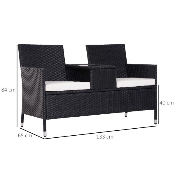 Rattan Chair Set W/Middle Tea Table-Black - Image 5