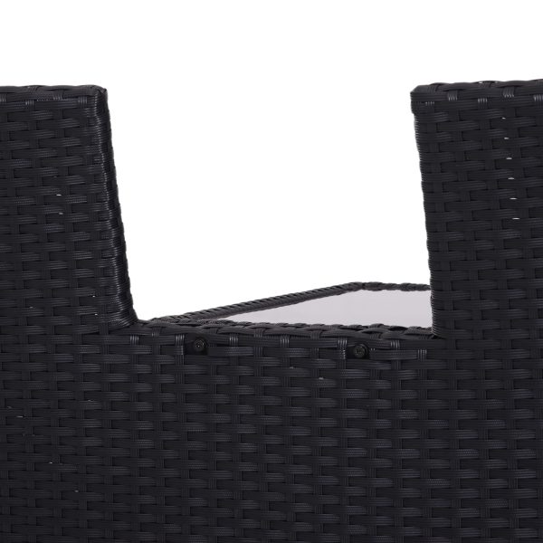 Rattan Chair Set W/Middle Tea Table-Black - Image 8