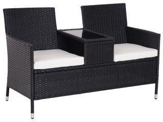 Rattan Chair Set W/Middle Tea Table-Black