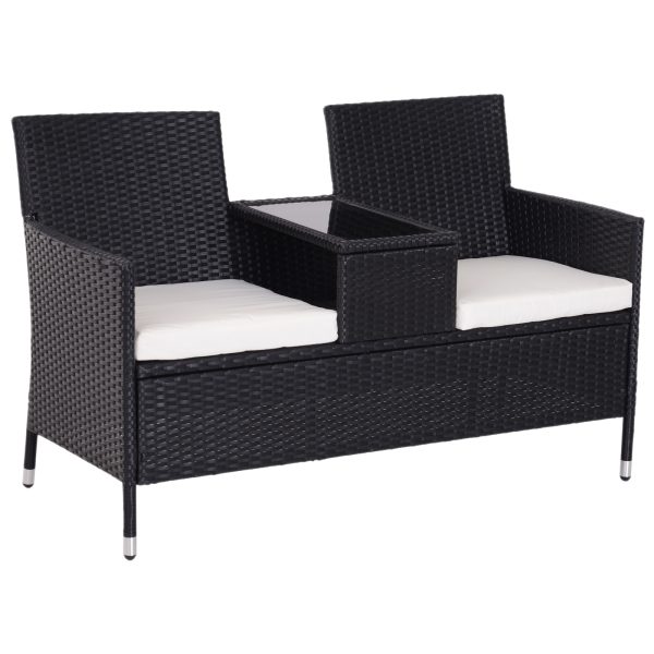 Rattan Chair Set W/Middle Tea Table-Black