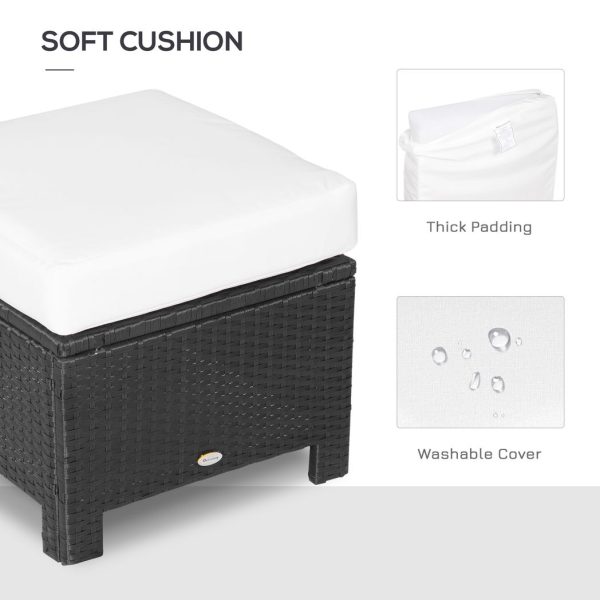 Rattan Ottoman -Black - Image 4