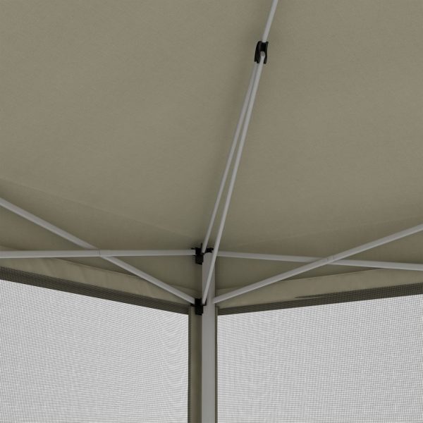 3x3m Pop Up Gazebo W/ Mesh Walls-Tan - Image 8