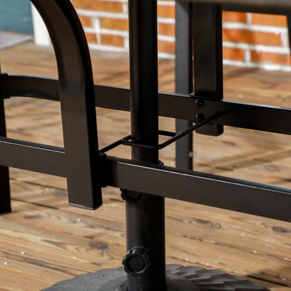 Outsunny Garden Table with Parasol Hole for Patio, Deck, Brown, 150 x 96 x 73cm - Image 8