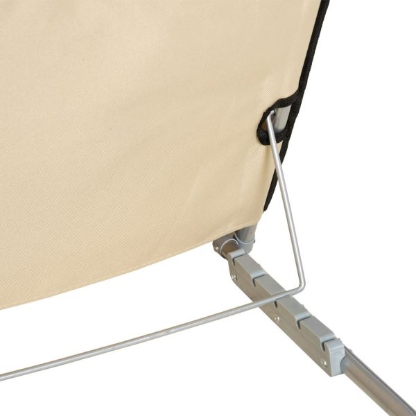 2 Foldable Garden Beach Chair Sun Lounger Seats Metal Frame Head Pillow, Beige - Image 8