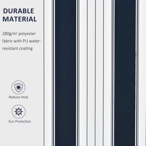 Manual Retractable Awning, size (3m x 2.5m)-Blue/White - Image 3