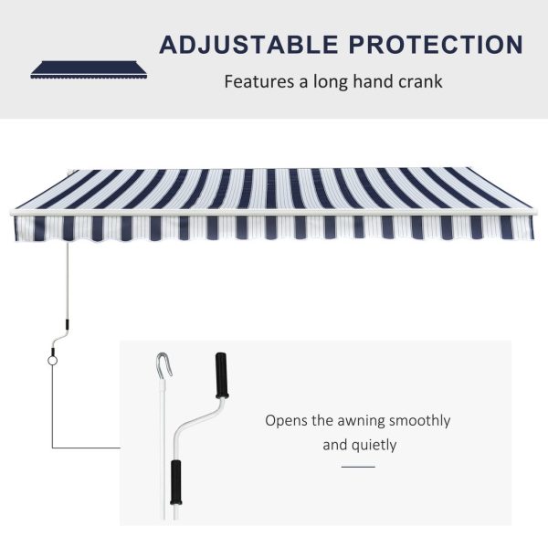 Manual Retractable Awning, size (3m x 2.5m)-Blue/White - Image 7