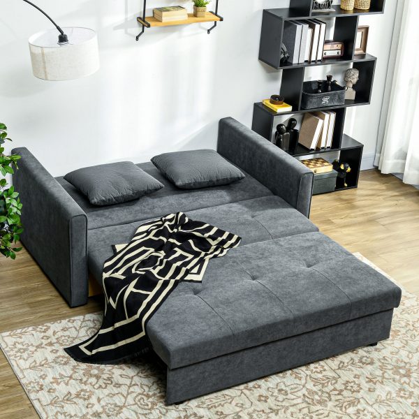 HOMCOM 2 Seater Sofa Bed Convertible Bed Settee with 2 Cushions Storage - Image 7