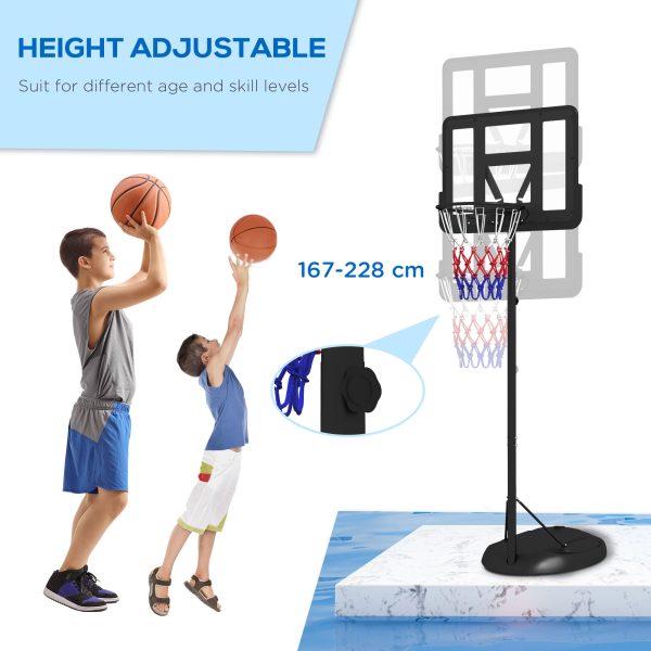 SPORTNOW 1.7-2.3m Basketball Hoop and Stand with Weighted Base, Wheels - Black - Image 4