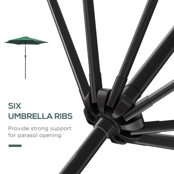 Patio Umbrella Parasol Sun Shade Garden Aluminium Green 2.7M - Image 8