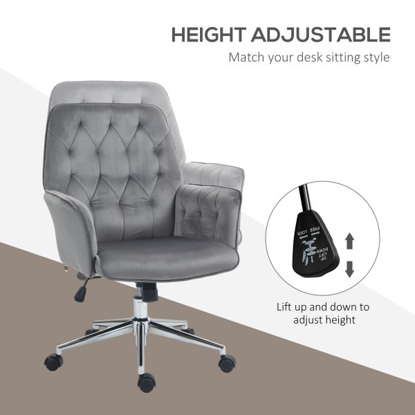 Vinsetto Swivel Computer Chair w/ Arm Modern Style Tufted Home Office Dark Grey - Image 4