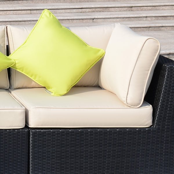 8 Pcs Rattan Sofa Set W/Cushions-Black - Image 8