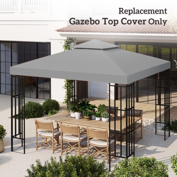 3 x 3(m) Gazebo Canopy Roof Top Replacement Cover Light Grey (TOP ONLY) - Image 7