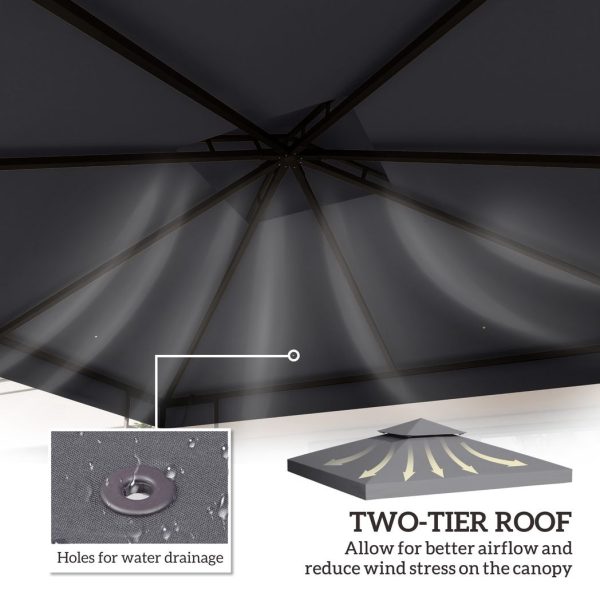 3 x 3(m) Gazebo Canopy Roof Top Replacement Cover Deep Grey (TOP ONLY) - Image 3