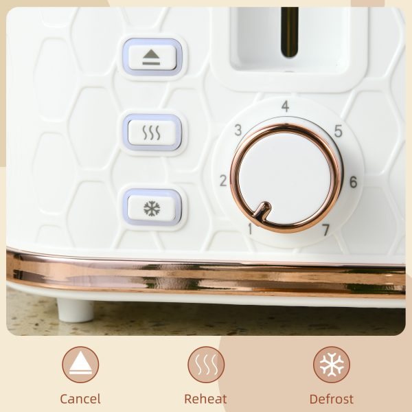 HOMCOM Toaster with 4 Slot, 7 Browning Levels, 1600W, White Honeycomb - Image 3