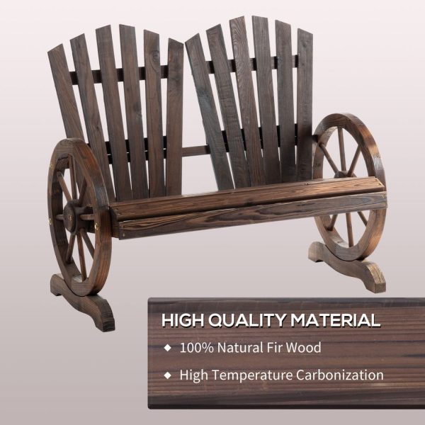 2 Seater Garden Bench w/ Wheel-Shaped Armrests Carbonized colour Outsunny - Image 4
