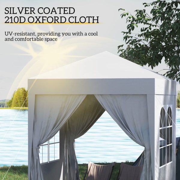 2mx2m Pop Up Gazebo Party Tent Canopy Marquee with Storage Bag White - Image 4