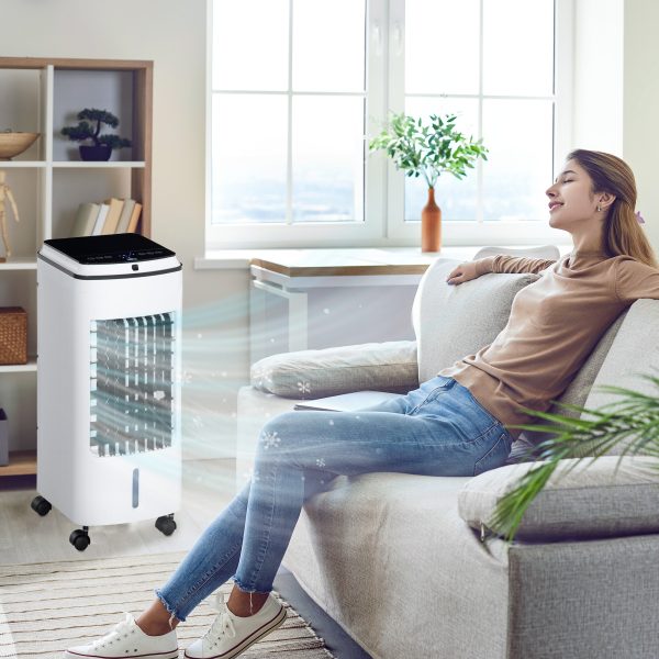HOMCOM 3-in-1 Portable Air Cooler with 4L Water Tank 7.5H Timer, Remote White - Image 2