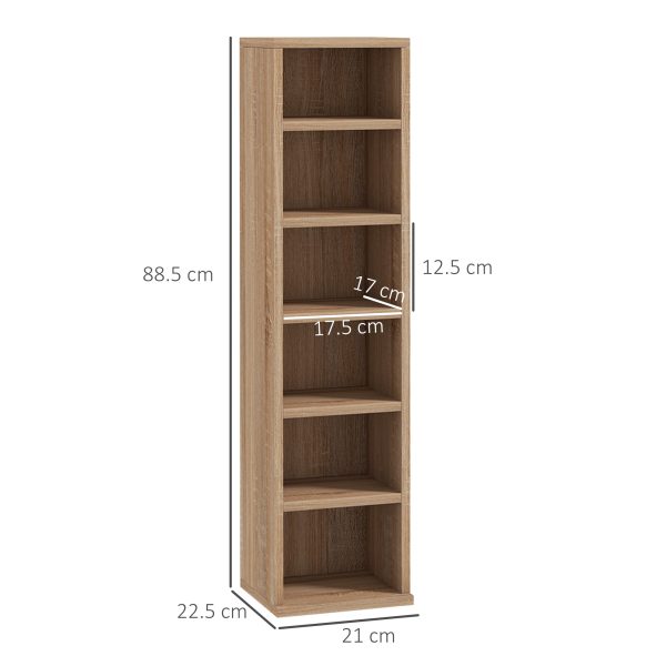 HOMCOM Set of 2 CD Media Display Shelf Unit Tower Rack Adjustable, Natural - Image 3