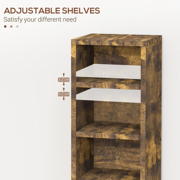 HOMCOM Set of 2 CD Media Display Shelf Unit Tower Rack Adjustable, Rustic Brown - Image 6