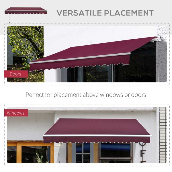 Manual Retractable Awning, 3x2.5 m-Red - Image 6