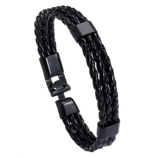 Mens Leather Clasp Bracelet - Image 4