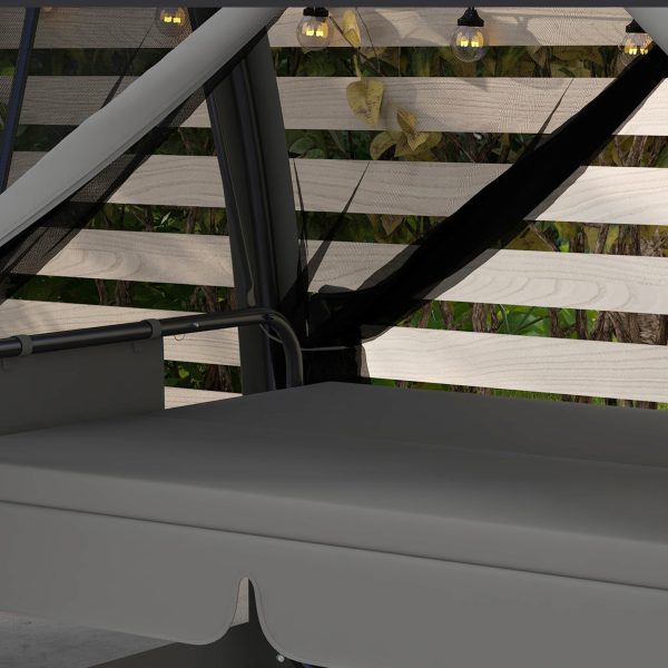 Outsunny Garden Swing Chair Patio Hammock 3 Seater Bench Canopy Lounger Grey - Image 8