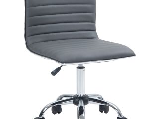HOMCOM Armless Mid-Back Adjustable Office Chair with 360 Swivel Dark Grey