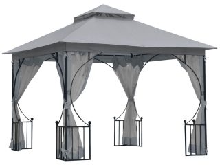 Gazebo Party Tent Canopy Sun Shade for Patio Garden Light Grey 3x3(m) Outsunny