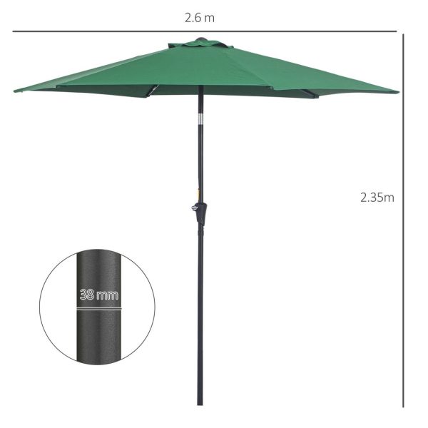 Patio Umbrella Parasol Sun Shade Garden Aluminium Green 2.7M - Image 5