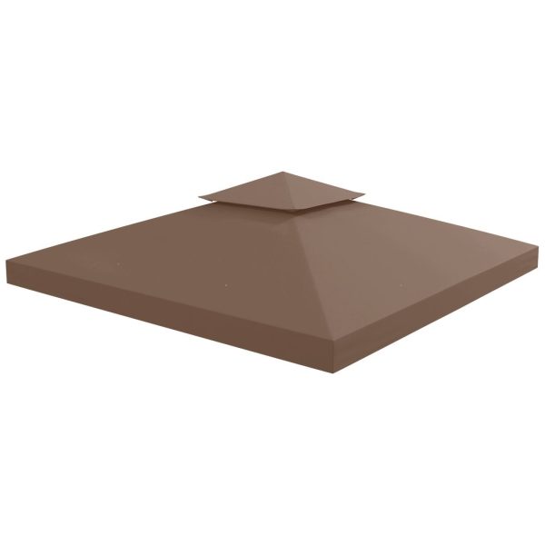 3x3 m Double-Tier Canopy Top Replacement-Coffee
