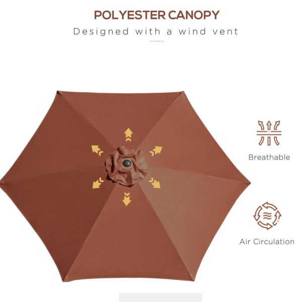 Patio Umbrella Parasol Sun Shade Garden Aluminium Coffee 2.7M - Image 7