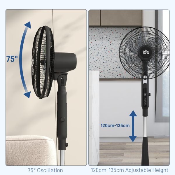 HOMCOM 12V DC Standing Fan with 75Â° Oscillation Mosquito Repellent Function - Image 3