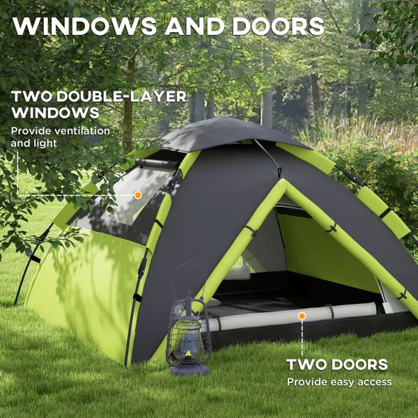 Outsunny 3-4 Man Camping Tent Portable with Bag, Quick Setup - Image 6